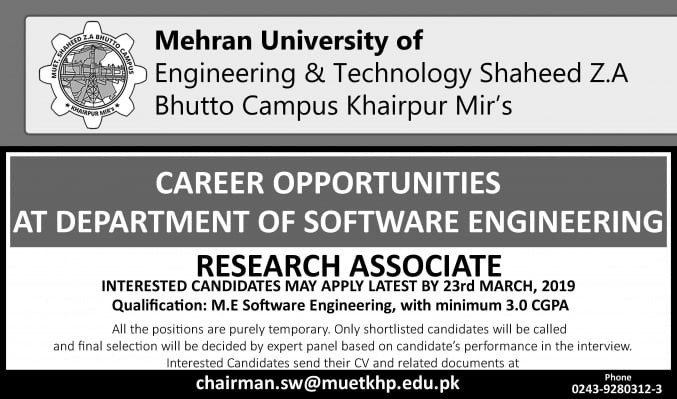 Research Associate at MUET SZAB