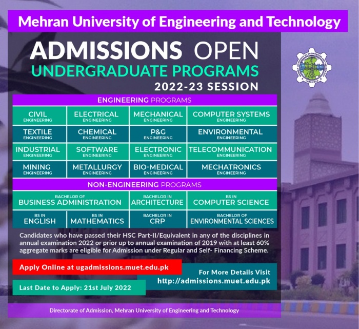 ADMISSIONS OPEN UNDERGRADUATE PROGRAMS 2022-23 SESSION