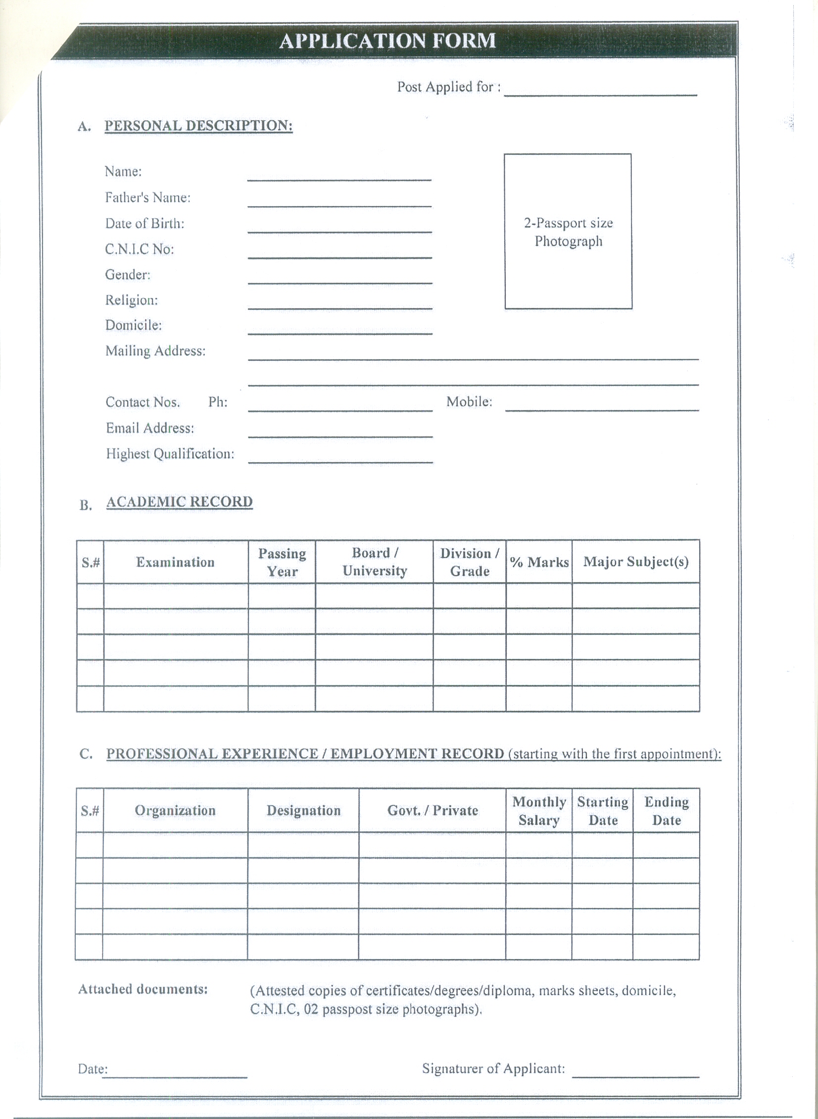 Application Form